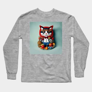 Crochet Cat with Fruit Long Sleeve T-Shirt